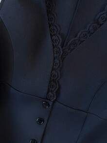 Franclia Sleeveless Tie-Waist Black Vest Shirt - Navy Blue - View 6