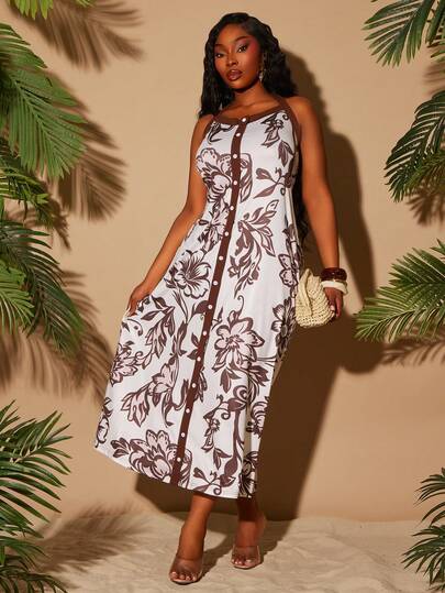 Radiana Plus Size Women's Spring/Summer Casual Elegant Print Color Block Dress, Suitable For Everyday Wear, Music Festival, Versatile, Coachella, BOHO, Bohemian, Outing, Resort, Beach Vacation, Holiday, Seaside, Western Wear, Concert, Carnival Party, Richly Layered, Date Night, Ibiza, Nashville, Break, Modest, Chic, Club, Cute, Casual, Shopping, Streetwear, Going Out, Easy To Match & Looks Slim, Accent Your Body, Flatter The Figure