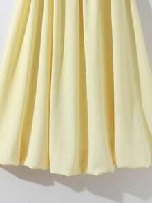 GlowEve 女士黄色A字型碎花荷叶边沙滩裙，休闲度假 - 黃色 - 查看 3