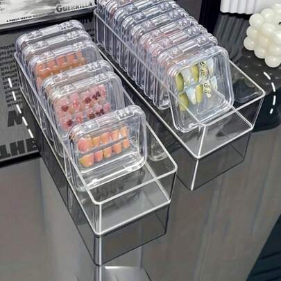 Bộ 14 món + 1 hộp đựng; Hộp đựng dụng cụ làm móng nghệ thuật sáng tạo, hộp đựng bằng acrylic trong suốt chống bụi, hộp trưng bày thiết kế làm móng đặc biệt, hộp đựng trang sức trong suốt, hộp đựng thẻ nhỏ.