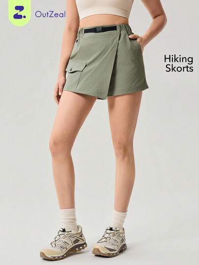 OutZeal Women Sports Skorts Hiking Camping Adjustable Belt Cargo Pocket Active Bottoms
