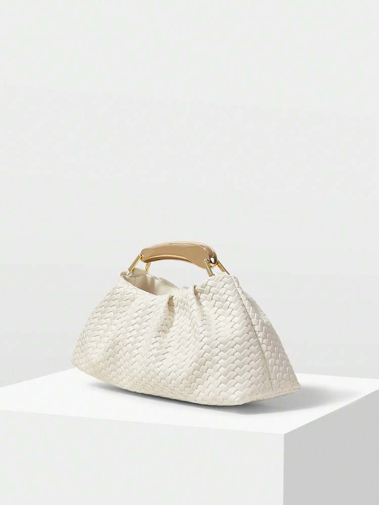 LADIES PU WOVEN EMBOSSED, FINE HARDWARE, HANDBAG