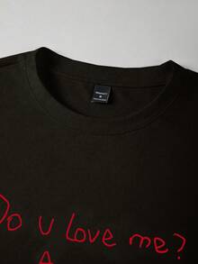 Manfinity Hypemode Men's Letter Print Casual Round Neck Short Sleeve T-Shirt, Summer - Black - View 8