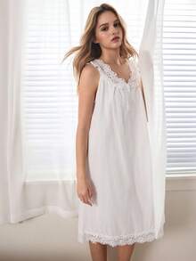 Ocili Women's Solid Color Button Casual Everyday Housedress - White - View 4