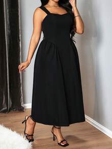 Truni Vestido maxi de talla grande con estilo vintage tipo palacio, estampado de paraguas, vestidos elegantes para mujer, vestidos vintage para fiesta, vestidos de mujer, vestidos negros para mujer, vestidos largos para mujer, vestidos de los años 50, vestido maxi, vestidos negros para mujer, vestidos de fiesta formales para mujer, vestidos formales, vestidos de graduación, vestido de corsé - Negro - Ver 5