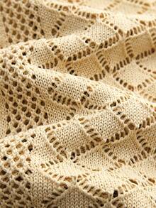 Maija Cárdigan elegante de manga larga y cuello redondo para mujer - Caqui - Ver 6