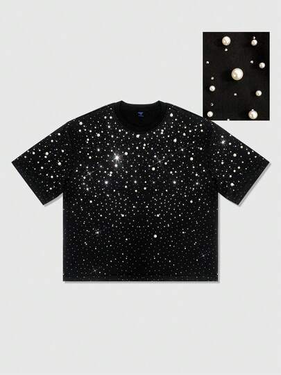 ROMWE MEN Street Life Áo thun cổ tròn tay ngắn unisex mùa xuân, hè, thu 2026, chất liệu dày dặn, thích hợp mặc thường ngày cho nam và nữ.