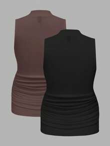 Modmama 2pcs Maternity Casual Comfortable Solid Color Sleeveless Tank Tops - Multicolor - View 2