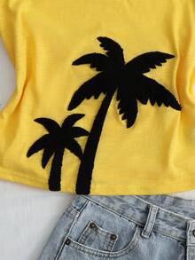 INAWLY Camiseta de tirantes con cuello halter y estampado de color contrastante para mujer - Amarillo - Ver 4