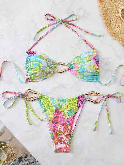 Swim Vcay 女士春假海滩装扮，露背系带性感镂空沙滩度假泳衣套装