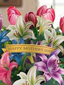 1 Thiệp chúc mừng Ngày của Mẹ 3D thủ công, thiết kế hoa ly, kèm phong bì và thiệp trắng, thích hợp làm quà tặng sinh nhật, kỷ niệm, chúc mừng và các dịp đặc biệt. - hoa huệ - Xem 7