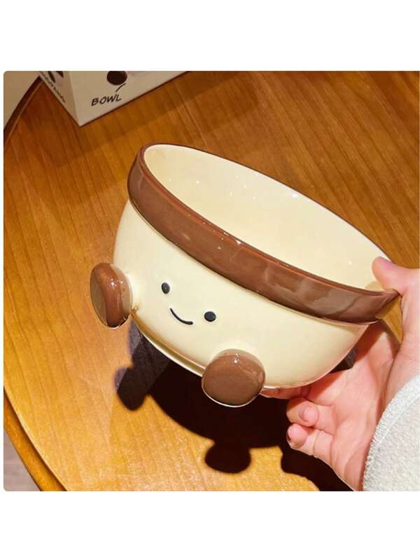 1pc Cute Foot Ceramic Bowl, Girls' Fruit Bowl Soup Bowl Rice Mixing Bowl, Suitable For Daily Home Use, Gatherings Parties, Office Instant Noodle Bowl, Out Camping Picnic, Gift, Bowl, Courtyard