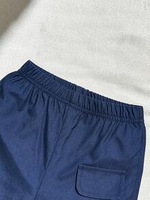 SHEIN Souflis 男婴恐龙印花短袖Polo衫和短裤休闲套装 - 淺灰色 - 查看 6