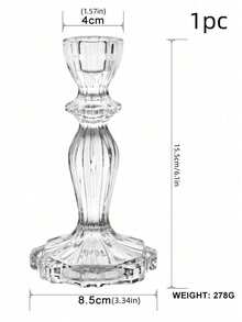 1 Castiçal de Vidro Criativo, Suporte para Vela de Vidro Transparente com Padrão de Diamante, Peça Central Elegante para Decoração de Mesa de Jantar, Sala de Estar e Casamentos - Transparente - Ver 5