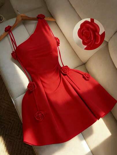 Franclia 女士红色无袖花卉吊带短裙