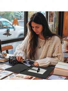 1 Pc Premium Kraft Paper Scrapbook Album - Self Adhesive Photo Book For Travel, Wedding And Family Keepsakes - black - View 7