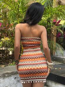 Sunnyshic Abito mini attillato sexy da donna per vacanze al mare - Multicolore - Visualizzare 2