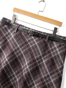 GlowEve CURVE Elegant Women's Fashion Plaid Short Skirt With Belt - Multicolor - View 2