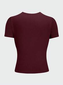 INAWLY Plus Size Women Solid Color Fitted Crew Neck T-Shirt - Multicolor - View 2