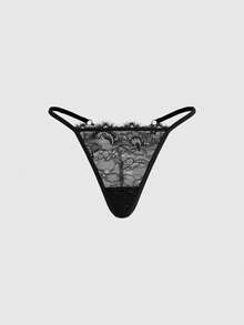 Quần lót ren dây xích kim loại hình bướm Gothic - màu đen - Xem 2
