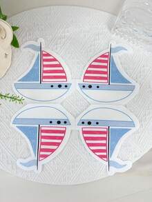 Joivida 1 pieza Servilletas de fiesta con forma única de velero, adecuadas para cumpleaños, fiestas de bebé, decoración festiva, apropiadas para pastelerías, cafeterías, restaurantes, Halloween, Navidad y suministros para fiestas - Tejido de color de forma especial de velero de dibujos animados - Ver 10