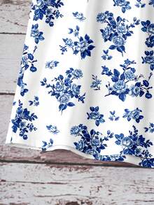 SHEIN LUNE 经典优雅蓝白花卉印花吊带背心 - 波西米亚风夏季度假上衣，适合海滩、邮轮、音乐节、演唱会、婚礼宾客、城市旅行、海岛度假、乡村音乐活动，也是一份贴心的母亲节礼物。 - 彩色 - 查看 5