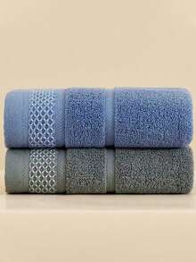 2 Pieces Premium Towel Set, Woven Plaid Pattern, Modern Style, Super Absorbent And Soft, Suitable For Bathroom Use, Space Theme, Machine Washable - 13.38*29.52 Inches - Multicolor - View 2