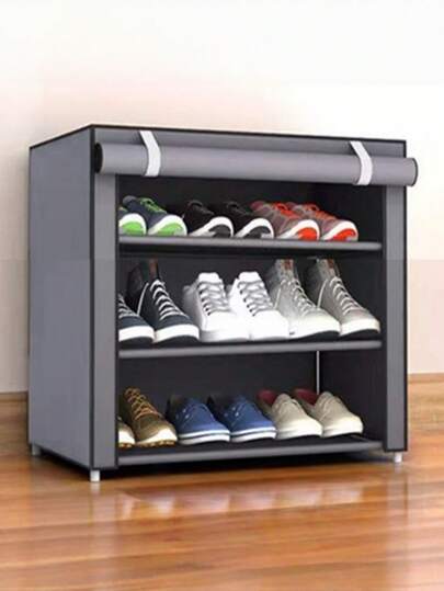1pc Multi-Layer Dustproof Shoe Rack, No Installation Required, Non-Woven Fabric Shoe Cabinet, Space-Saving, Suitable For Dormitory Entrances.