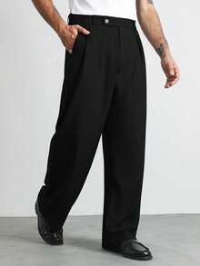 HUEFORM Quần dài nam ống rộng màu xám in hoa, kiểu dáng thường ngày thoải mái, phong cách công sở. - màu đen - Xem 4