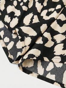 SHEIN Tween Girl Casual Vacation Fashionable Leopard Print Loose Jumpsuit - Black - View 3