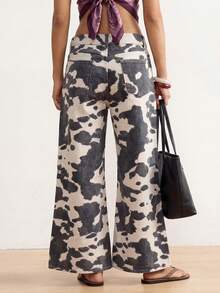 SHEIN ICON Women's Pocket Decor Wide Leg Loose Casual Jeans - Multicolor - View 2