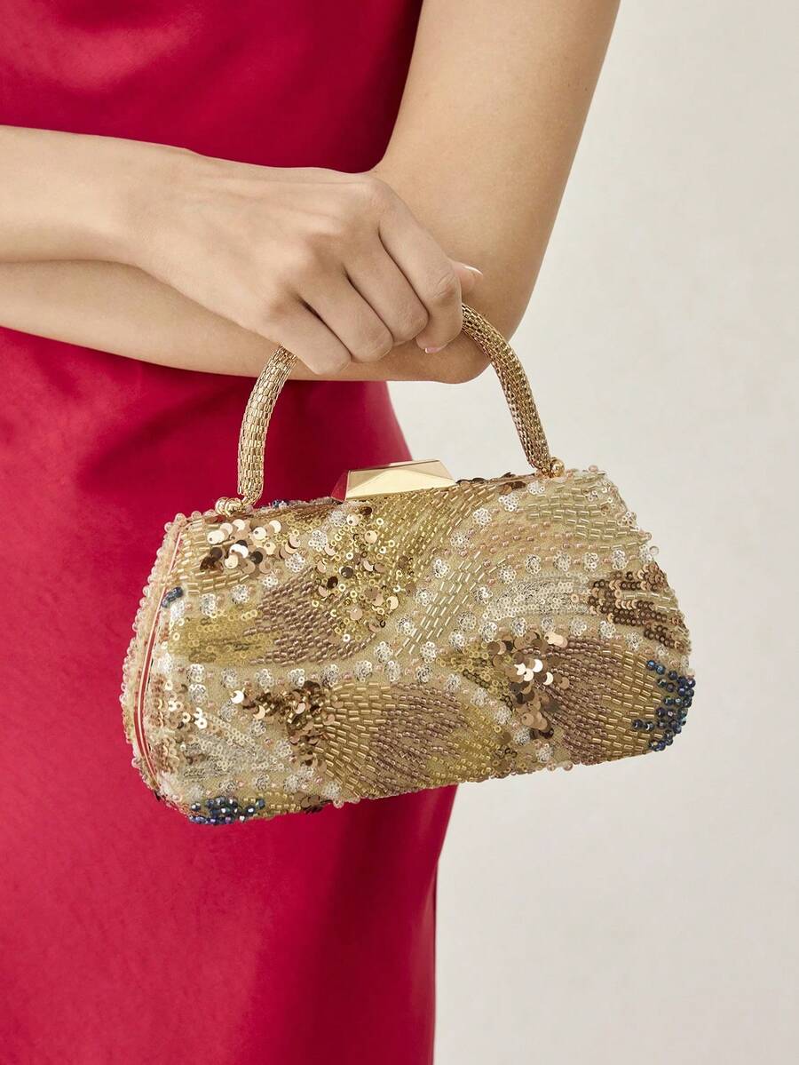 MOTF LADIES' BANQUET BAG, LADIES' HAND-HELD BAG, LADIES' HANDBAG - Gold - View 1