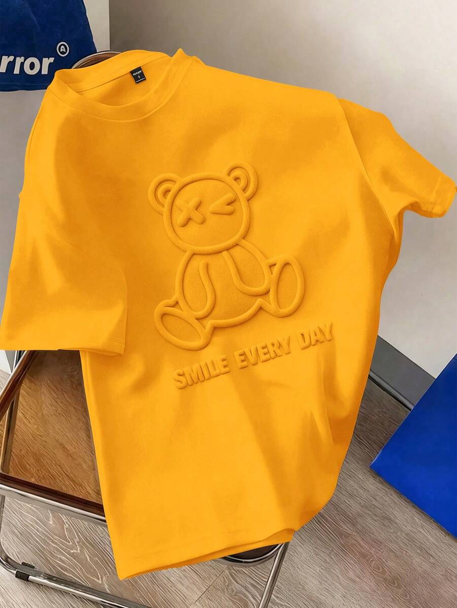 Manfinity Joysei Standard Size Yellow Men's White Crew Neck T-Shirt ( Fabric) - Yellow - View 1