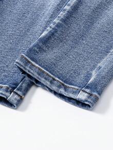 Toddler Boys' Casual Elastic Washed Blue Denim Jeans, Comfortable & Versatile - Blue - View 5