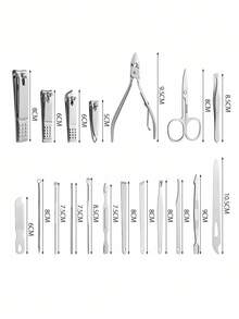 19 Piece Stainless Steel Nail Clipper Set Manicure Pedicure Kit With Storage Case Professional Grooming Tools Include Cuticle Pusher Scissors Nail File For Home Travel Salon Gift - Black - View 6