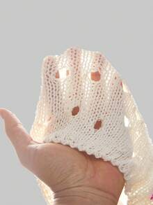 ROMWE Avant 女士镂空蝴蝶花朵串珠系领针织衫，度假风 - 杏色 - 查看 5