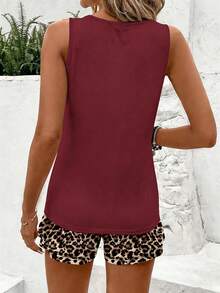 EMERY ROSE Bộ đồ nữ gồm áo tank top cổ tròn và quần short, thích hợp cho mùa hè. - Nhiều màu - Xem 2