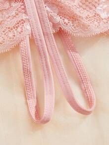 SHEIN Lencería de encaje sexy (estilo Día de San Valentín) para salir - Rosa vieja - Ver 5