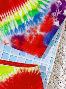 SHEIN 少女休闲简约爱心印花吊带泳衣套装，适合夏季穿着 - 彩色 - 查看 4