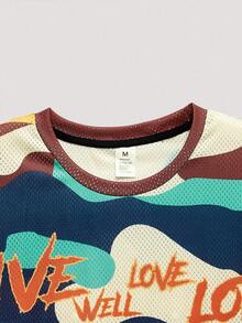 Open Phase Men's Shirt, Urban Casual Letter Print, Relaxed Fit, Spring Summer - Multicolor - View 3