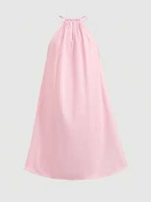 SHEIN Tween Girl Loose Casual Sleeveless Floral Print Midi Dress - Pink - View 2