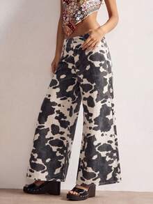 SHEIN ICON Women's Pocket Decor Wide Leg Loose Casual Jeans - Multicolor - View 3