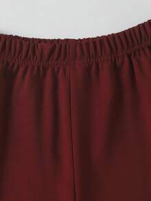 SHEIN Mirajuku 2件套男童条纹短袖polo衫和短裤套装 - 酒紅色 - 查看 6