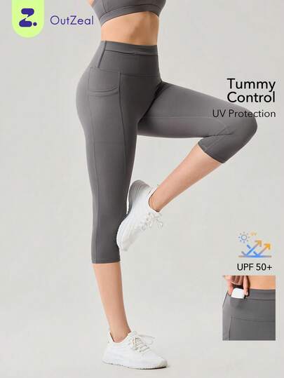 OutZeal 女士户外紧身裤 健身普拉提运动防晒收腹双口袋户外运动裤