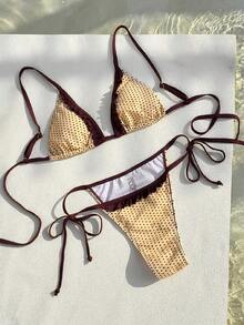 Swim Mod Bộ bikini hai mảnh gợi cảm, dây mảnh, hở lưng, họa tiết chấm bi, thời trang Xuân/Hè 2026 dành cho nữ. - Nhiều màu - Xem 3