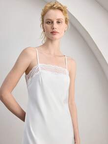 Ocili Đầm ren phối họa tiết dành cho nữ, kiểu dáng thường ngày, không tay. - trắng - Xem 6