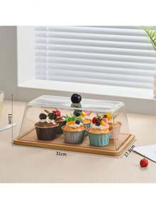 Food Dust Cover With Lid, Pastry Plate, Dessert Tray - Multicolor - View 3