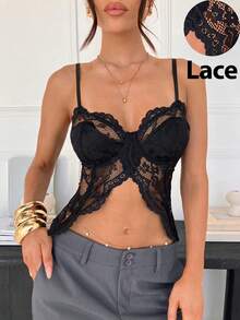 Siren Gaze 黑色蕾丝胸衣，女士，春夏款 - 黑色 - 查看 6