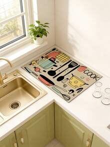 1 tấm lót bếp có họa tiết, thích hợp dùng cho máy pha cà phê, lau khô chén đĩa, làm tấm lót bàn ăn. - Nhiều màu - Xem 6