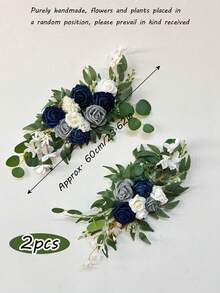 2pcs/Set Artificial Dusty Blue Flower Arch (2pcs), Wedding Arch Decor And Welcome Sign, Suitable For Wedding Ceremony And Reception - Blue - View 10